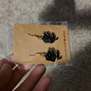 Black Cat Dangle Earrings